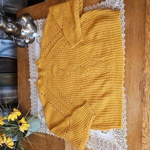 Umgee Mustard Yellow Long Sleeve Cable Knit Sweater